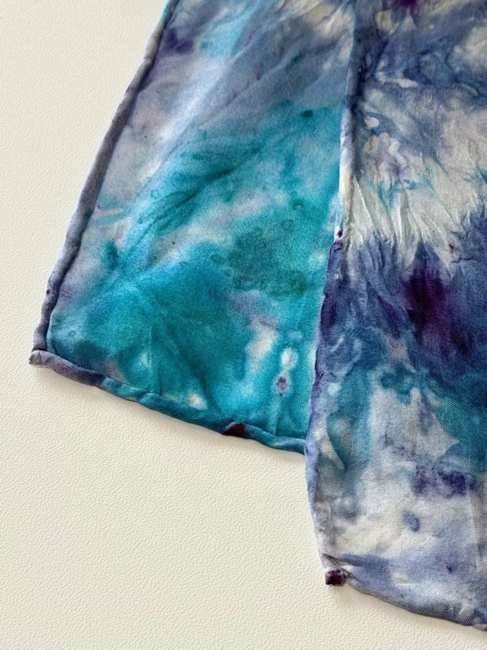 Silk Scarf Belt Tie Dye Boho Festival Coastal Cowgirl Waist Wrap 52” Purple Blue